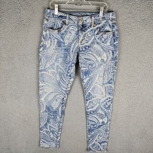 American Eagle Jeans Women's 4 Jegging Super Stretch Denim Blue Paisley